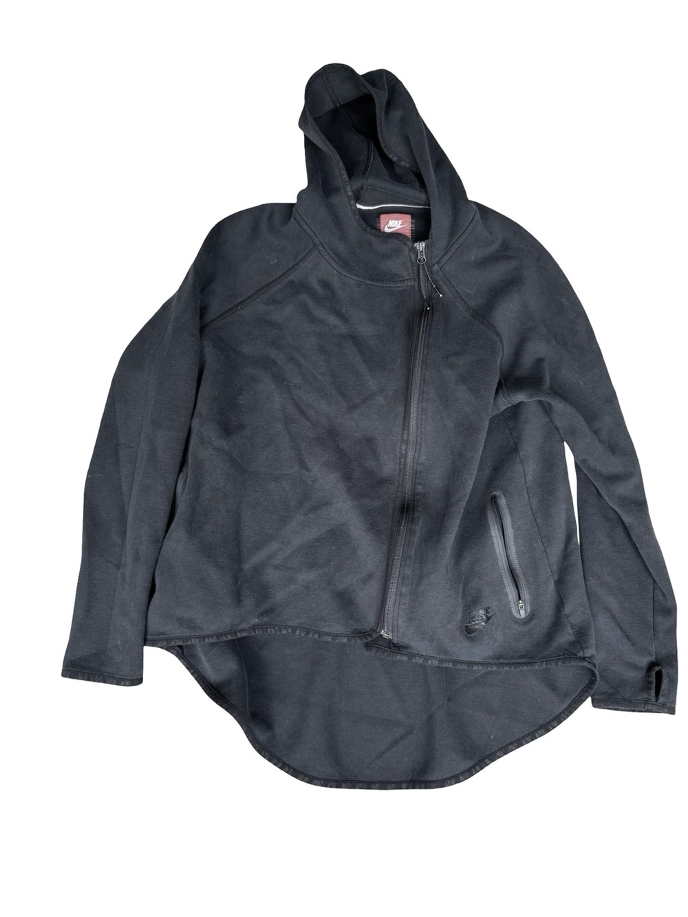 Nike Black Asymmetrical Zip Hooded Sweatshirt Size Large
